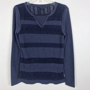 Lucky Brand Split Neck Lace Waffle Knit Thermal